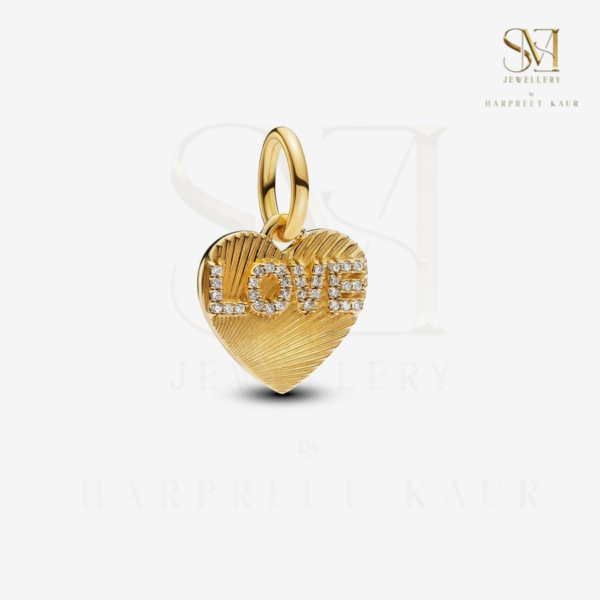 Express your love with this stunning gold heart-shaped charm, elegantly engraved with the word ‘Love’ – a perfect gift for someone special.