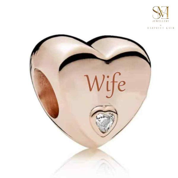 Celebrate your loved ones with our heartfelt charms – beautifully designed heart-shaped pieces with a sparkling stone, each engraved with names like ‘Mum,’ ‘Wife,’ ‘Sister,’ and ‘Grandma’ to cherish those special bonds. - Image 3