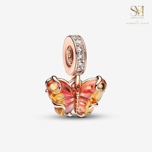 Let your style take flight with this elegant rose gold butterfly charm. - Image 2