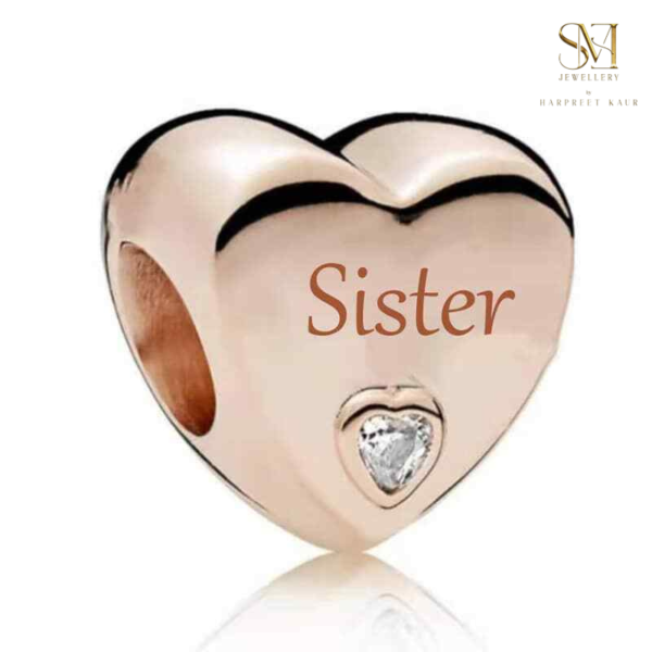 Celebrate your loved ones with our heartfelt charms – beautifully designed heart-shaped pieces with a sparkling stone, each engraved with names like ‘Mum,’ ‘Wife,’ ‘Sister,’ and ‘Grandma’ to cherish those special bonds. - Image 2