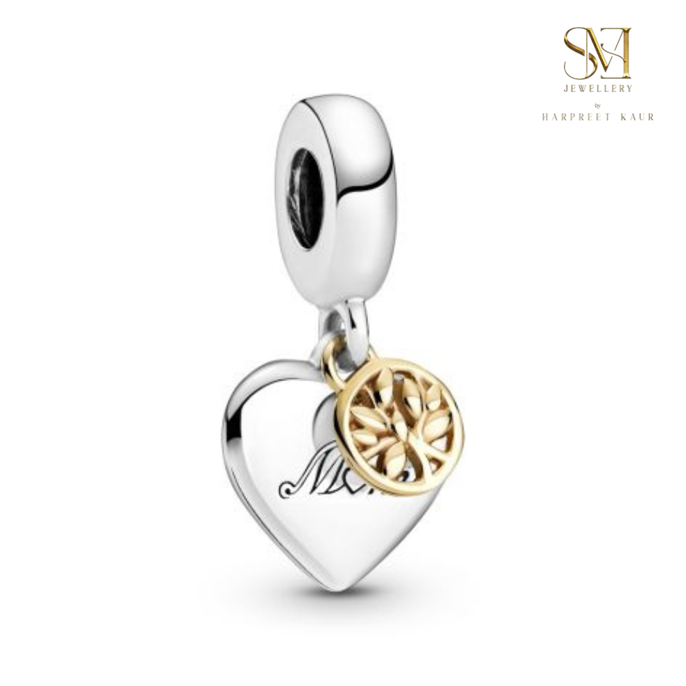 beautiful heart charm engraved with ‘Mom,’ a perfect way to express your love. An ideal, memorable gift for a special mother!”