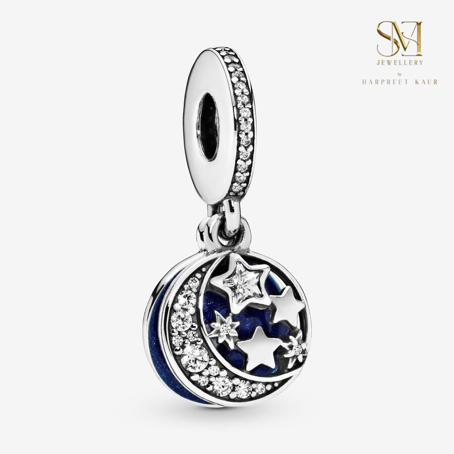 Illuminate your style with our celestial round charm—where the moon meets the star for a timeless touch of elegance.