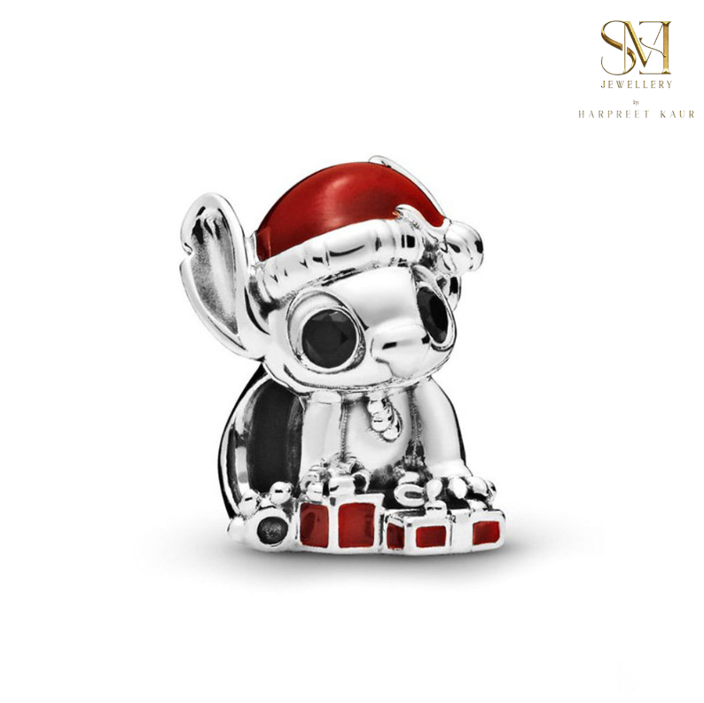Celebrate the holiday season with our adorable silver Disney Stitch Christmas charm – a festive touch for your jewelry!
