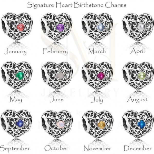 Celebrate every month with our Signature Heart Birthstone Charms – a perfect way to keep loved ones close, all year round.”